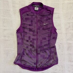 Nike Aeroloft 800 Running Vest Womens XS Purple Reflective Down Puffer